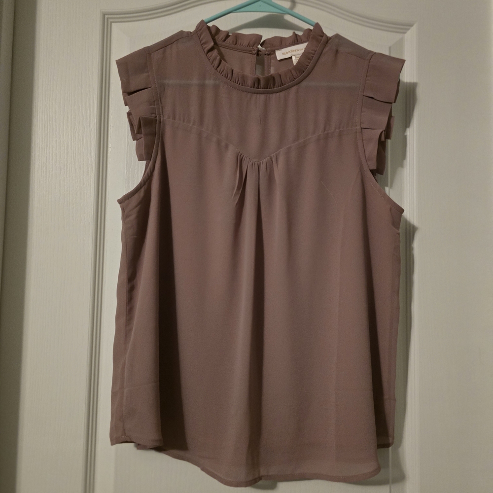 Monteau Mauve Ruffle Sleeve Blouse